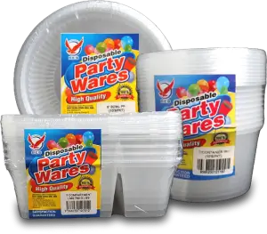 Plastic containers, bowls and plate from Best Econ Store dispoabale party wares